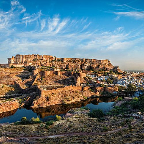 Famouse Rajasthan indian tourist landmark - Mehrangarh Fort, Jodhpur, Rajasthan, India