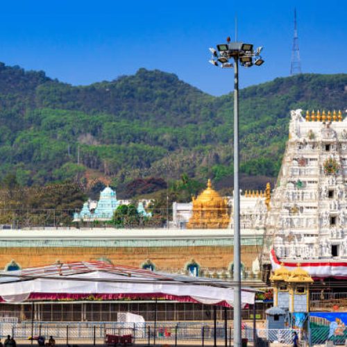 Tirumala, Andhra pradesh, india- 06 FEBRUARY 2018: Famous and ancient temple of Swami Venkateshwara or Balaji on the mountain Tirumala.